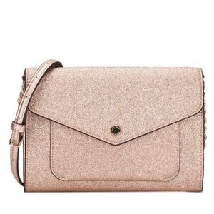 Kate Spade Tinsel Flap Crossbody - Rose Gold Glitter